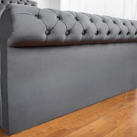 Ottoman bed Chesterfield design in single size, featuring luxurious tufted upholstery and storage.