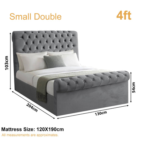 4ft small double bed size 103x204x130 cm, perfect for compact spaces and cozy bedrooms