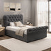 Chesterfield Ottoman Storage Bed in dark grey with side lift mechanism, single size, tufted headboard and footboard, elegant bedroom furniture.