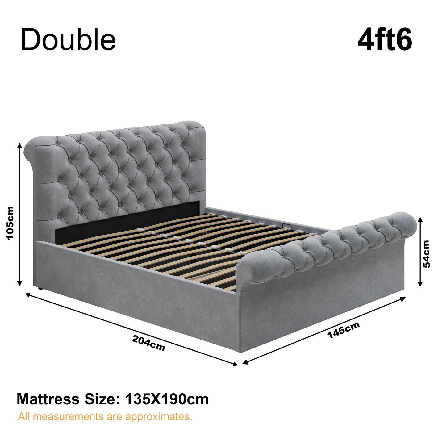Chesterfield Ottoman Storage Bed - Side Lift Ottoman Bed Frame