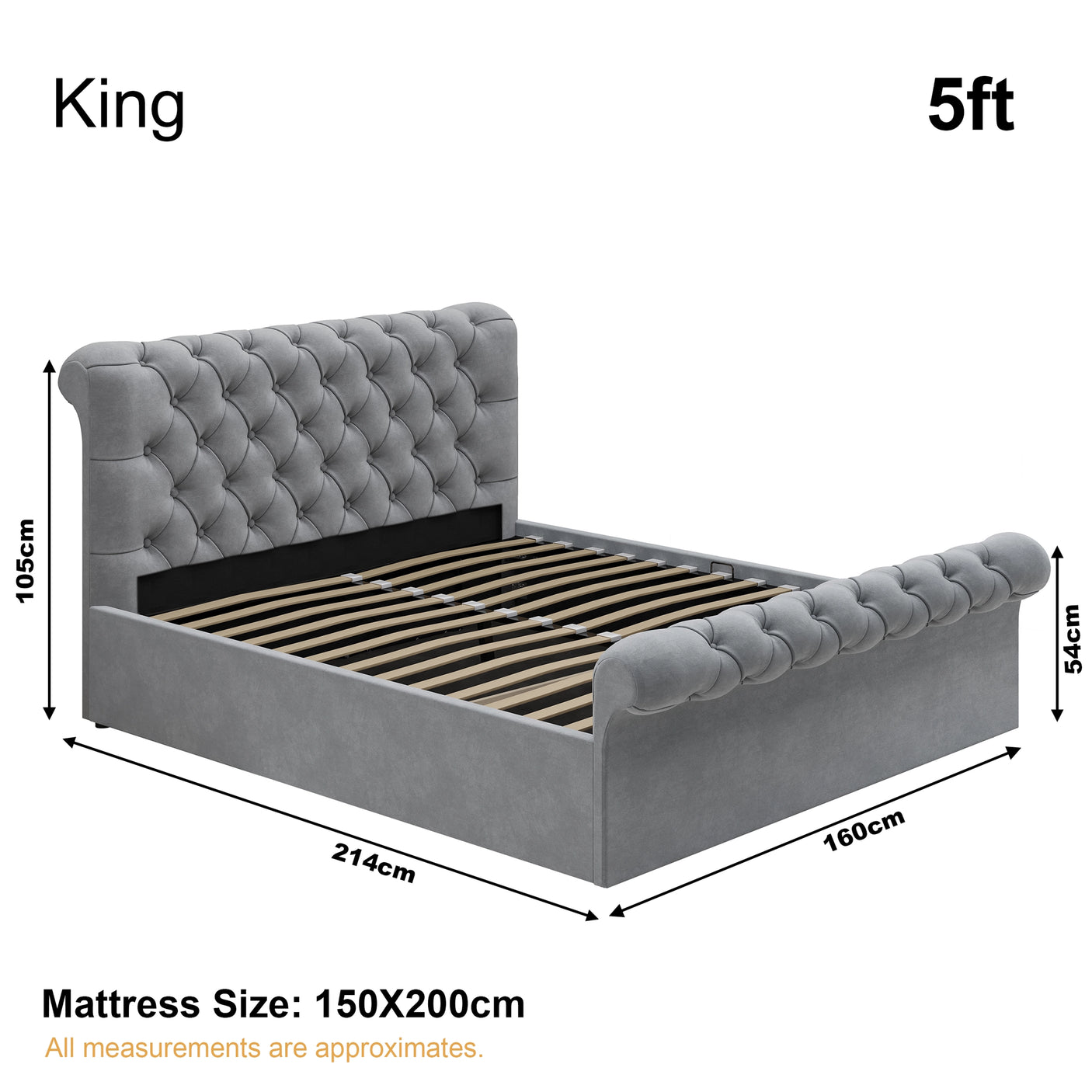 Chesterfield Ottoman Storage Bed - Side Lift Ottoman Bed Frame