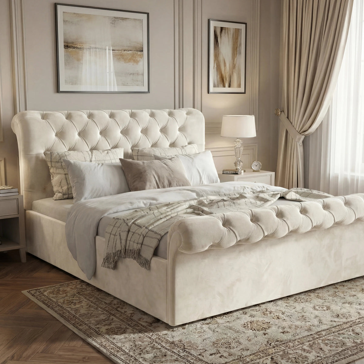 Chesterfield Ottoman Storage Bed Side Lift Ottoman Bed Frame King