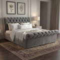 Chesterfield Velvet Ottoman Storage Bed King Grey