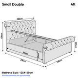 [Small Double | Dark Grey] Dimension diagram showing 130 cm width 218 cm length 105 cm height and 30 cm storage depth