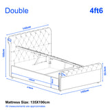 [Double | Dark Grey] Dimension diagram showing 145 cm width 218 cm length 105 cm height and 30 cm storage