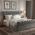 Chesterfield Velvet Ottoman Storage Bed Small Double Grey