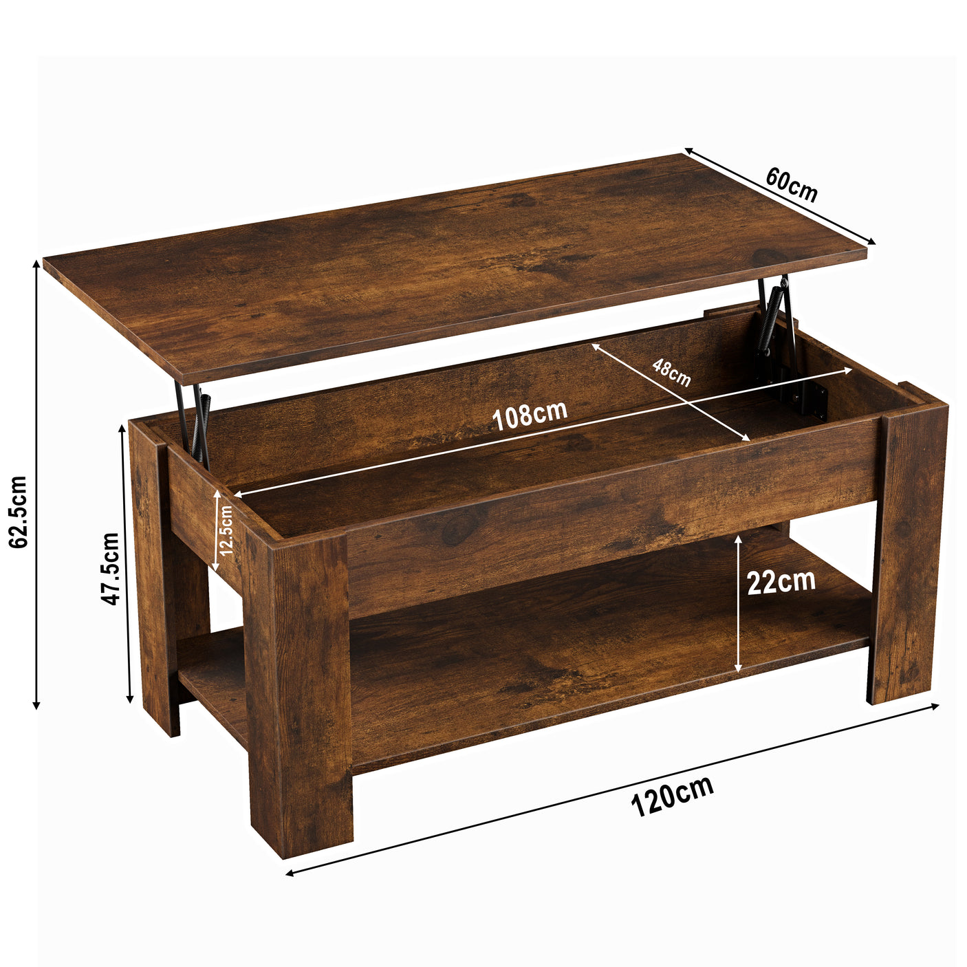 Large coffee table 120cm length, 60cm width, 45cm height, modern table.