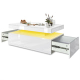 stylish coffee table with drawers, featuring a sleek design perfect for modern living rooms.