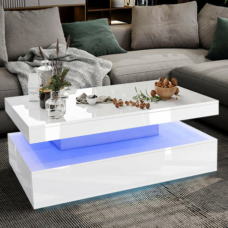 high gloss coffee table with drawers, perfect for stylish and functional storage in the living room