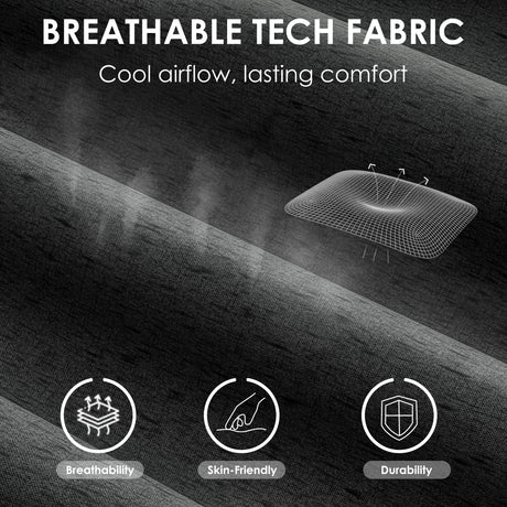 Close-up of breathable tech fabric used in the Xstriker Ergonomic Fabric Gaming Chair With 4D Armrest For Adults, highlighting airflow and comfort.