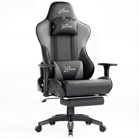 Comfy Gaming Chair with Footrest, Wide Seat & 3D Armrest Xstriker in black with ergonomic design, lumbar support, and adjustable features for adults.