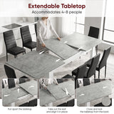 [Concrete]  Milo extension guide showing 3 steps of extending 1 tabletop opening, 2 centre leaf placement, and 3 lock-close steps