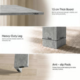 [Concrete] Detail guide of the flip-top dining table showing a 1.5cm thick tabletop, 11cm legs and anti-slip footpads.