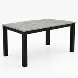[160cm | Concrete] Extendable dining table at 160cm regular size with concrete finish top, black iron frame and square legs.