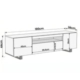 [Concrete] Kystra TV stand dimensions 180cm wide 38cm deep 44cm tall with 95.5cm centre opening