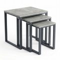 Stackora Concrete Nest of Tables Set of 3 , Industrial Metal Frame