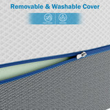 [White | 18cm] Cool gel memory foam mattress cover unzipping along blue trim to show washable design