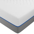 [White | 20cm] Cool gel memory foam mattress corner: white diamond-quilted knit top, blue piping, grey woven base