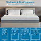 [White | 15cm] Cool gel memory foam mattress with size chart Single 90, Small Double 120, Double 135, King 150cm