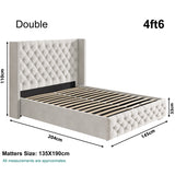 Cross Pattern Velvet Ottoman Storage Bed - Winged Bed Frame