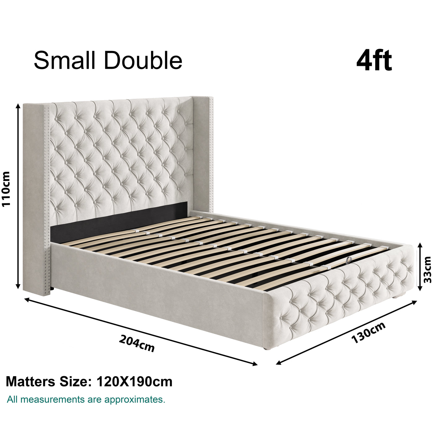 Cross Pattern Velvet Ottoman Storage Bed - Winged Bed Frame