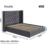 Cross Pattern Velvet Ottoman Storage Bed - Winged Bed Frame