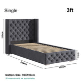 Cross Pattern Velvet Ottoman Storage Bed - Winged Bed Frame
