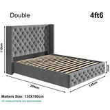 Cross Pattern Velvet Ottoman Storage Bed - Winged Bed Frame