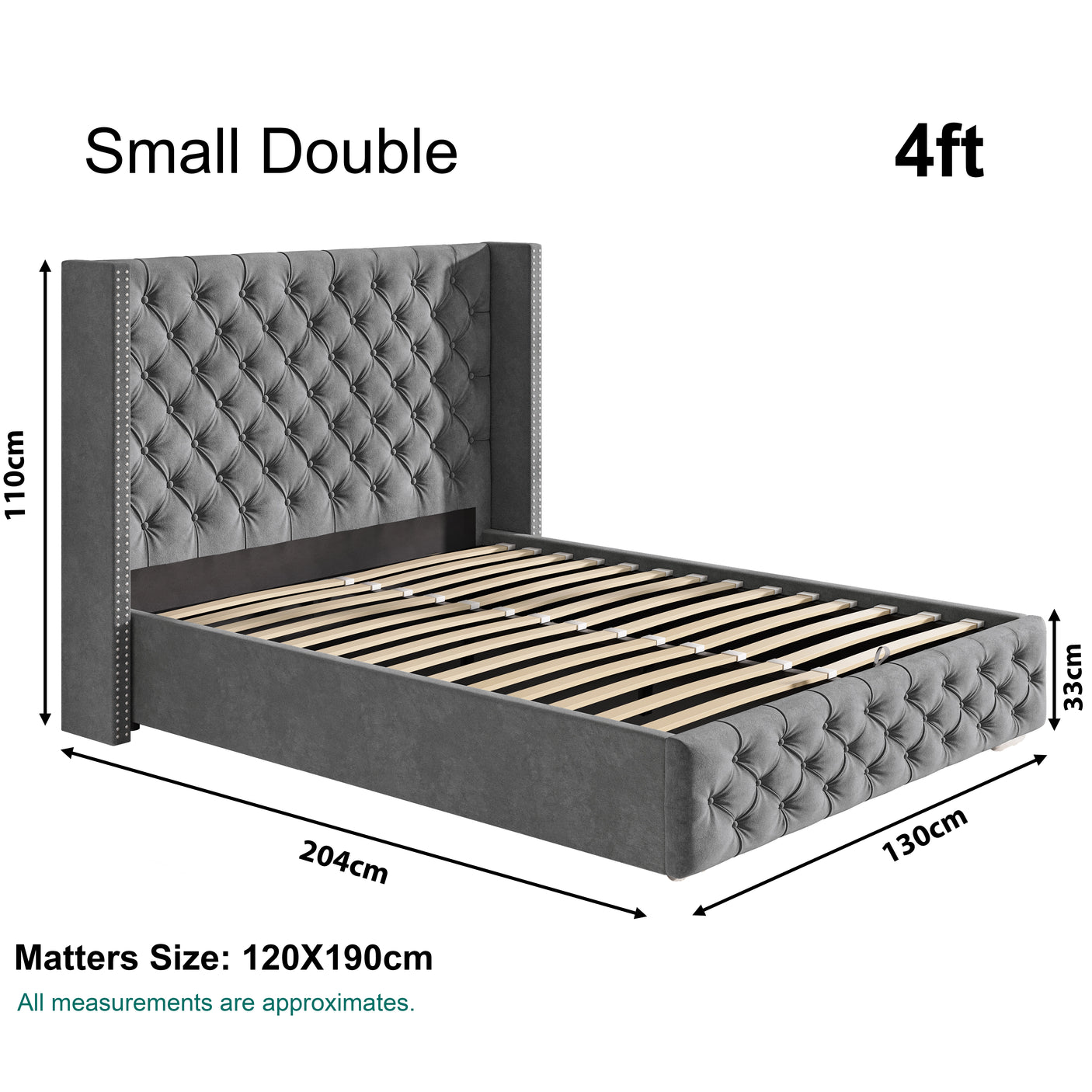 Cross Pattern Velvet Ottoman Storage Bed - Winged Bed Frame