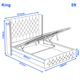 [King | Beige] Cross ottoman bed dimensions, King 171cm wide, 217cm long, 110cm headboard, 30cm footboard