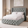 [Small Double | Light Grey] Cross ottoman bed small double, deep buttoning across wings and base