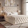 Cross Puffed Ottoman Storage Bed - Velvet Ottoman Bed Frame