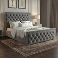Cross Puffed Ottoman Storage Bed - Velvet Ottoman Bed Frame