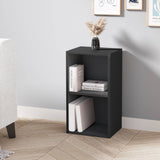 Compact black Blisswood bookcase with 2 shelves, ideal for small living spaces or study rooms.