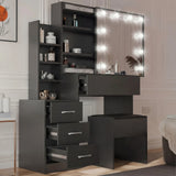 Hollywood Mirror Dressing Table with Storage, Drawers Vanity Makeup Desk