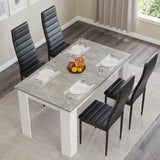 Stylish Grey Marble Finish Dining Table Set with 4 Padded Chairs