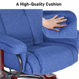 Close-up of dark blue cushion on Recliner Swivel Armchair With Footstool | Lounge Chair, highlighting plush padding and soft fabric.
