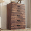 [Dark Bronx] five drawer chest styled in neutral interior with warm tones and visible grain texture