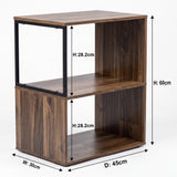 [Dark Bronx] This size guide shows the table as 30 cm wide, 45 cm deep and 60 cm high with two 28.2 cm open shelves.