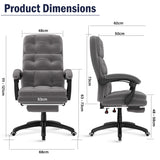 Technical graphic detailing best office chairs dimensions: seat width 53 cm, wheelbase 68 cm, and height range 63–73 cm.