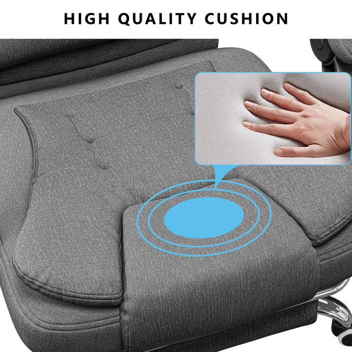 [Dark Grey Linen] designed for comfort, this heated massage office chair in dark grey linen adds warmth and support for daily use