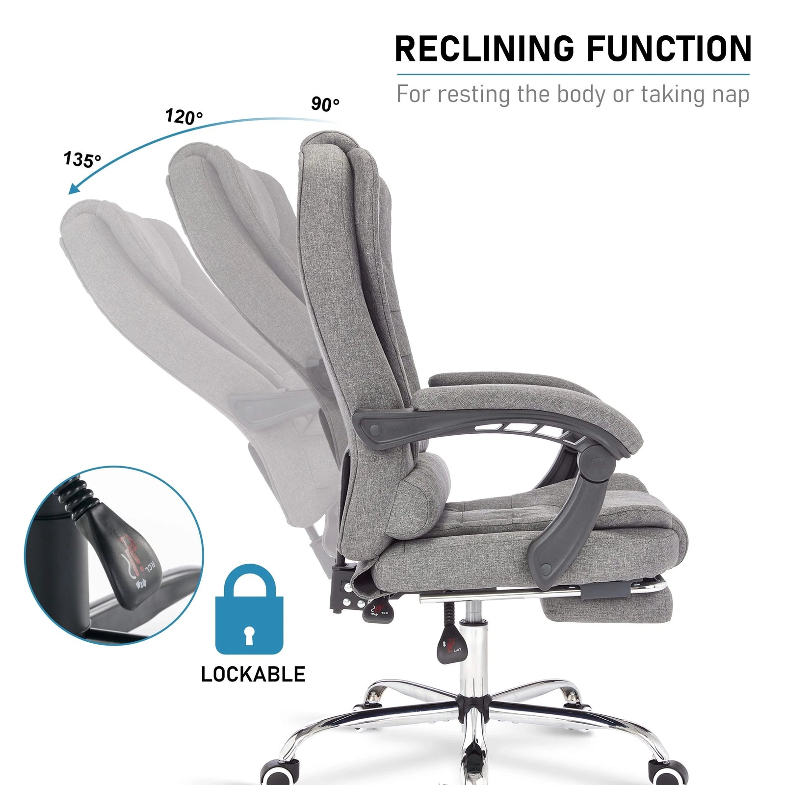 [Dark Grey Linen] Best swivel recliner chair featuring a smooth reclining function for maximum relaxation.