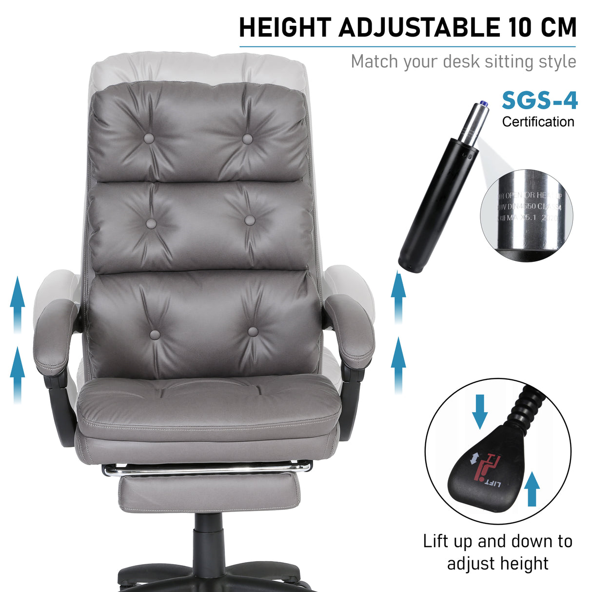 Dark grey office chair, ergonomic and sleek, perfectly matches your sitting desk style.