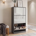 High Gloss 3 Door Shoe Cabinet | Slim Shoe Storage