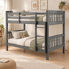 [Dark Grey] Wooden bunk bed in kids room with ladder, guard rails and slatted ends