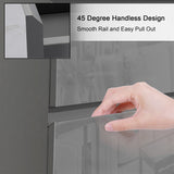 Close-up of Dark Grey Chest of Drawers - High Gloss Drawers showing 45-degree handleless edge for smooth drawer access.