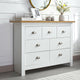 Designer chest of drawers furniture with silver handles, featuring a wooden top, styled with books.