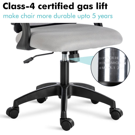 Small desk and chair with Class 4 certified gas lift for smooth height adjustment.