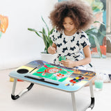 Desk table for laptop with a stylish printed design, offering functionality and style.