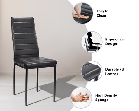 Dining chair black legs durable PU leather stylish comfortable and perfect for dining spaces